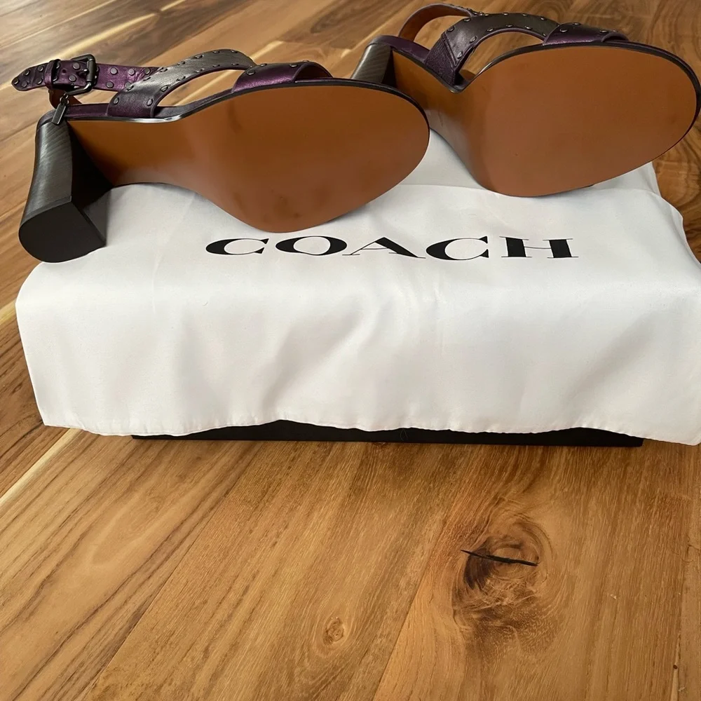 Coach Women's Metallic Purple Heels - Picture 2 of 3